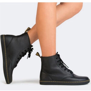 Dr. Martens Leyton Leather Ankle Boots Size:6 Black Soft Lace Up Casual